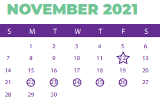 District School Academic Calendar for C A Johnson Prepatory Acad for November 2021