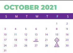 District School Academic Calendar for Dreher High for October 2021