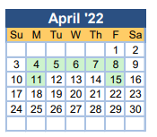 District School Academic Calendar for Merry Elementary School for April 2022