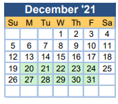 District School Academic Calendar for Tubman Middle School for December 2021