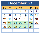 District School Academic Calendar for Sego Middle School for December 2021