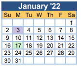 District School Academic Calendar for Copeland Elementary School for January 2022