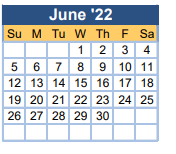 District School Academic Calendar for Richmond County Alternative School for June 2022