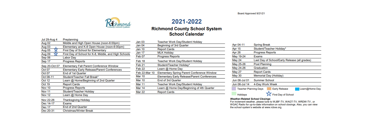 District School Academic Calendar Key for Morgan Road Middle School