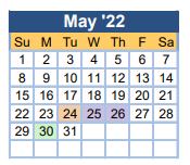 District School Academic Calendar for Milledge Elementary School for May 2022