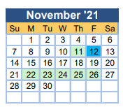 District School Academic Calendar for Tubman Middle School for November 2021
