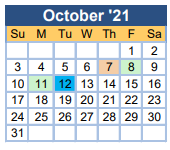 District School Academic Calendar for Tutt Middle School for October 2021