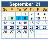 District School Academic Calendar for Sego Middle School for September 2021