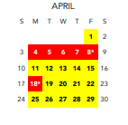 District School Academic Calendar for Fred D. Thompson Middle for April 2022