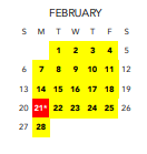 District School Academic Calendar for Franklin Military Academy for February 2022