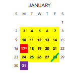 District School Academic Calendar for Thirteen Acres Special Ed Ctr for January 2022