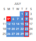 District School Academic Calendar for Bellevue Model ELEM. for July 2021