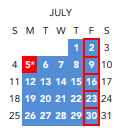 District School Academic Calendar for Elizabeth D. Redd ELEM. for July 2021