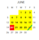 District School Academic Calendar for J. E. B. Stuart ELEM. for June 2022