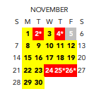 District School Academic Calendar for E. S. H. Greene ELEM. for November 2021