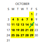 District School Academic Calendar for Thirteen Acres Special Ed Ctr for October 2021