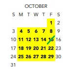 District School Academic Calendar for Broad Rock ELEM. for October 2021