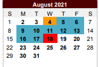 District School Academic Calendar for Riesel School for August 2021