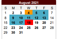 District School Academic Calendar for Challenge Academy for August 2021