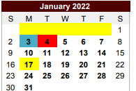 District School Academic Calendar for Marlin Alternative Education Progr for January 2022