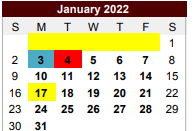 District School Academic Calendar for Challenge Academy for January 2022