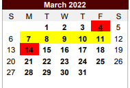 District School Academic Calendar for Marlin Alternative Education Progr for March 2022