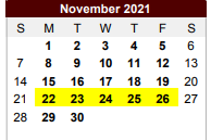 District School Academic Calendar for Challenge Academy for November 2021