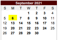 District School Academic Calendar for Challenge Academy for September 2021