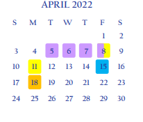 District School Academic Calendar for Grulla Elementary for April 2022