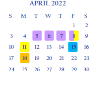 District School Academic Calendar for Ringgold Middle School for April 2022