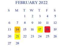District School Academic Calendar for Grulla Elementary for February 2022