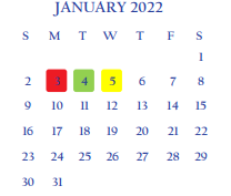 District School Academic Calendar for Grulla Middle School for January 2022