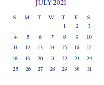 District School Academic Calendar for Grulla Middle School for July 2021