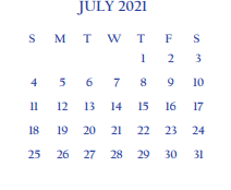 District School Academic Calendar for Roque Guerra Jr Elementary for July 2021