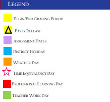 District School Academic Calendar Legend for Grulla Elementary