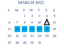 District School Academic Calendar for Veterans Middle School for March 2022