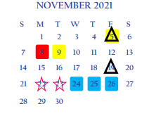 District School Academic Calendar for Roque Guerra Jr Elementary for November 2021