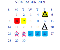 District School Academic Calendar for General Ricardo Sanchez Elementary for November 2021