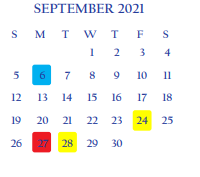 District School Academic Calendar for John & Olive Hinojosa Elementary for September 2021