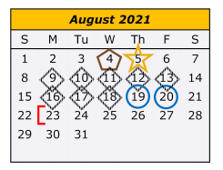 District School Academic Calendar for Rio Hondo Intermediate for August 2021