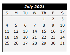 District School Academic Calendar for Rio Hondo Elementary for July 2021