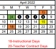 District School Academic Calendar for North Heights Alter for April 2022