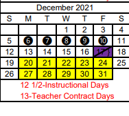 District School Academic Calendar for North Heights Alter for December 2021