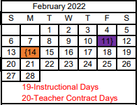 District School Academic Calendar for North Heights Alter for February 2022