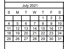 District School Academic Calendar for North Heights Alter for July 2021