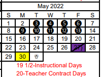 District School Academic Calendar for River Road Middle School for May 2022