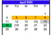 District School Academic Calendar for Rivercrest High School for April 2022