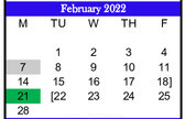District School Academic Calendar for Rivercrest Elementary for February 2022