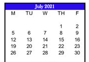 District School Academic Calendar for Rivercrest Junior High for July 2021