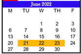 District School Academic Calendar for Rivercrest Junior High for June 2022